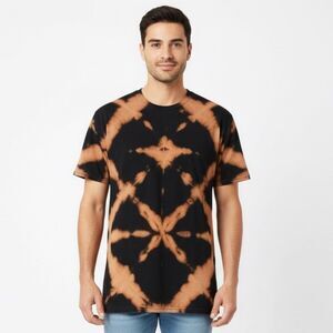 NEW Handmade Black Reverse Shibori Tie-Dye Bleach-Dyed T-Shirt Size Medium